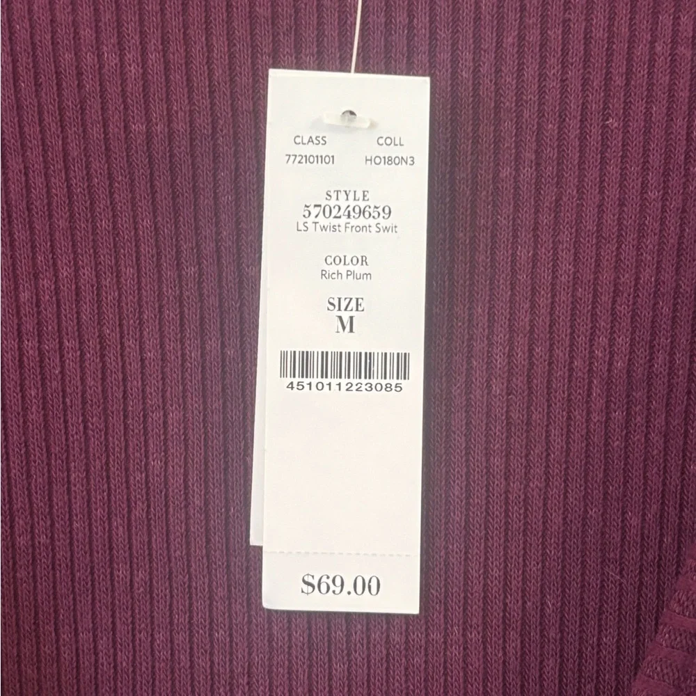 NWT White House Black Market PlumTwisted Surplice Knit Top - Picture 11 of 11